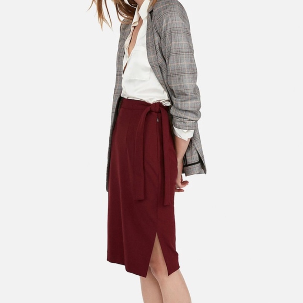 EXPRESS Side Tie Pencil Skirt in Maroon SIZE 00